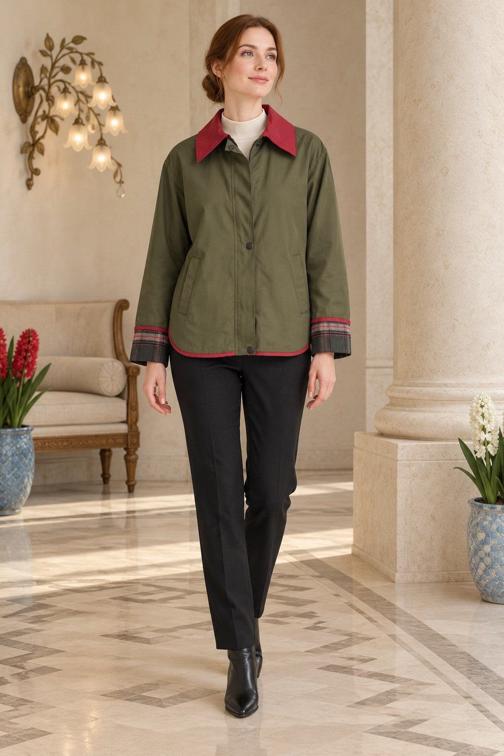 XLJ Plaid Detail Raincoat 6448 - Overland Park