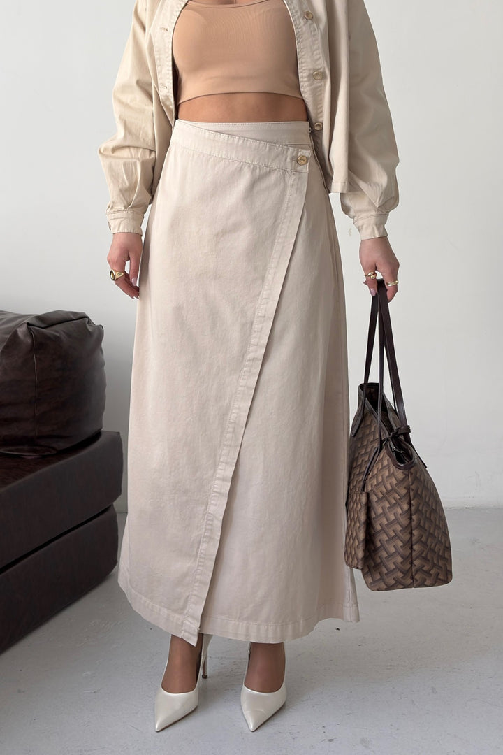 XLJ Long Denim Skirt with Flap - Tottenham