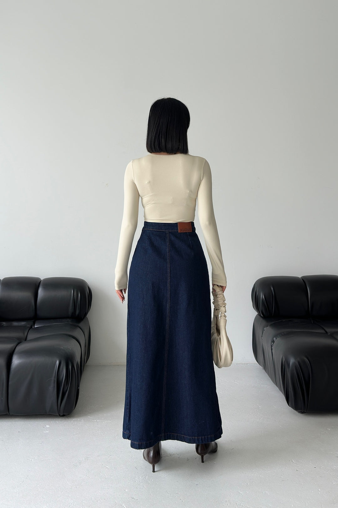 XLJ Long Denim Skirt with Flap - San Felíu de Llobregat