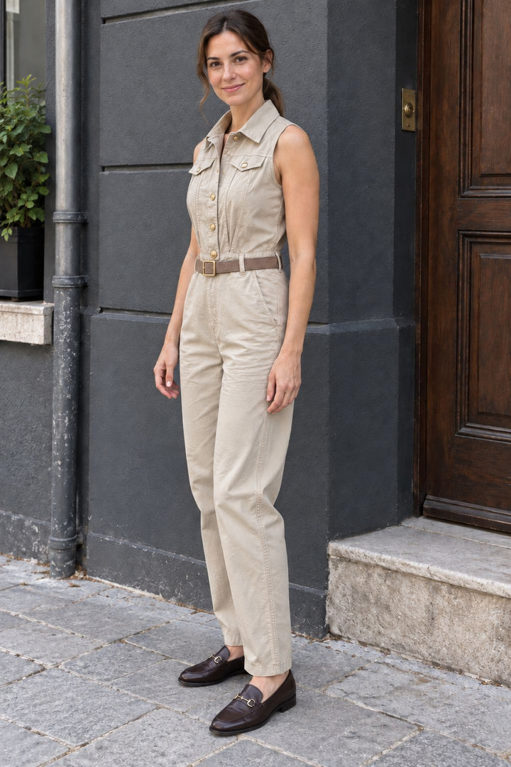 XLJ Sleeveless Jumpsuit with Belt 3097 - North Miami Beach