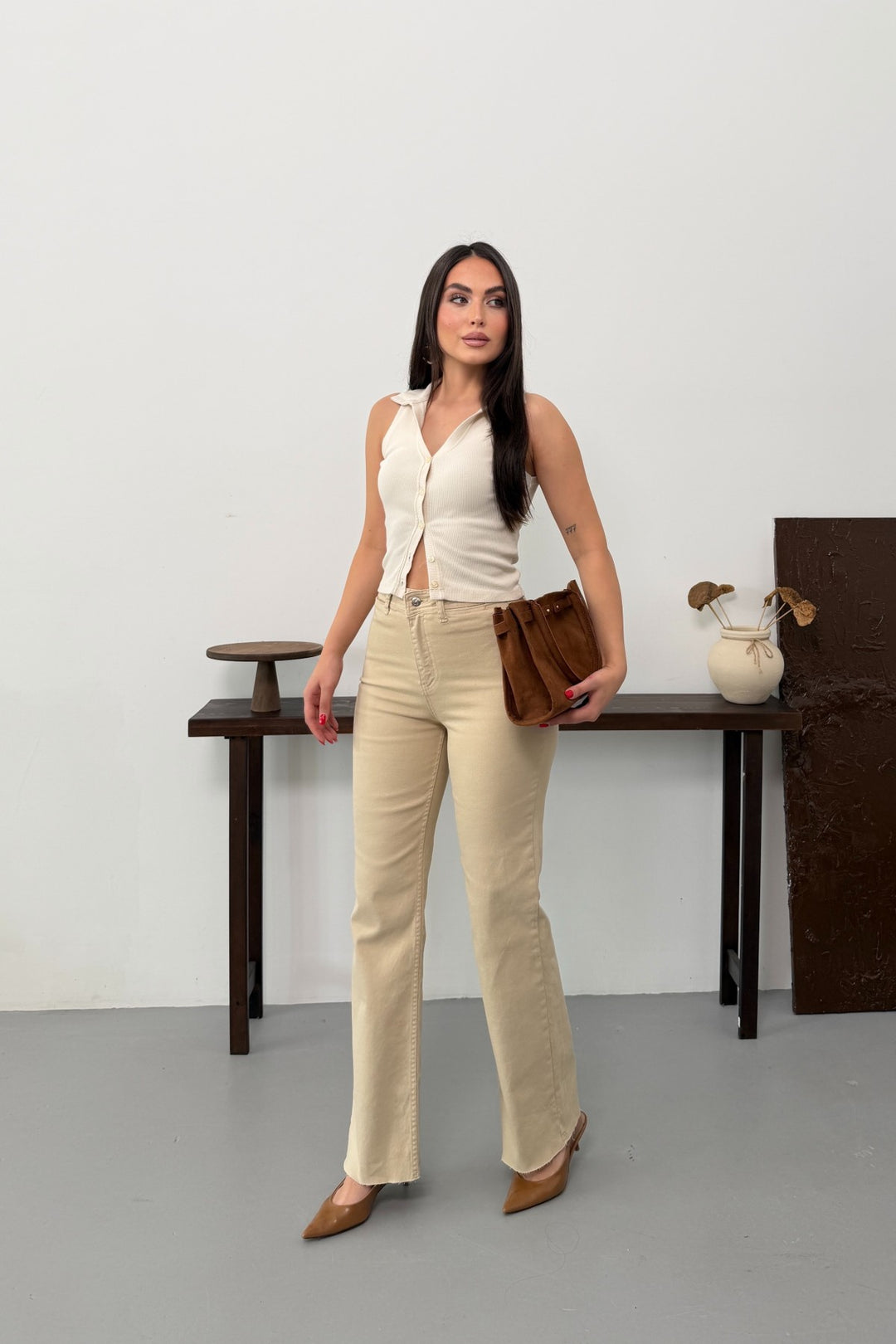 XLJ Wide Leg Palazzo Relaxed Jean with Decorative Front Pockets 1710 - Courbevoic