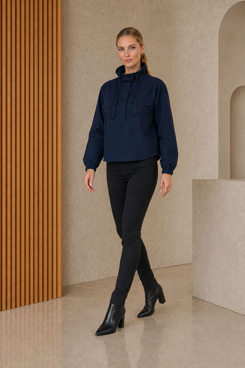XLJ Stand Collar Snap Button Jacket Shirt 6320 - Galaţi