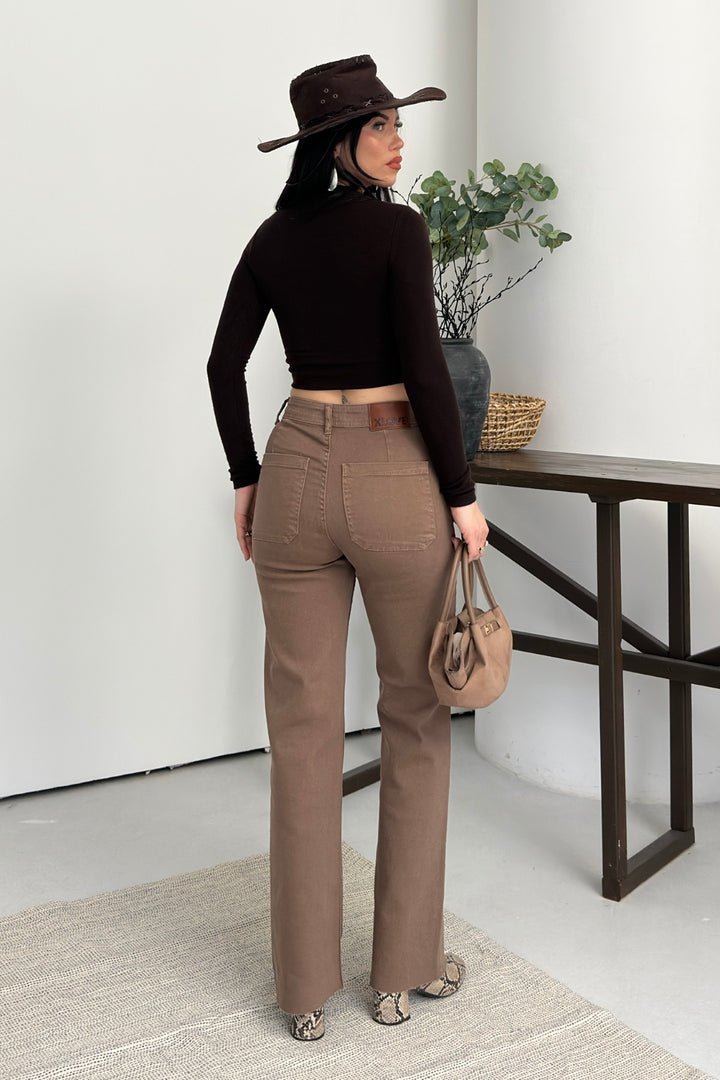 XLJ Wide Leg Palazzo Relaxed Jean with Decorative Front Pockets 1710 - Porto