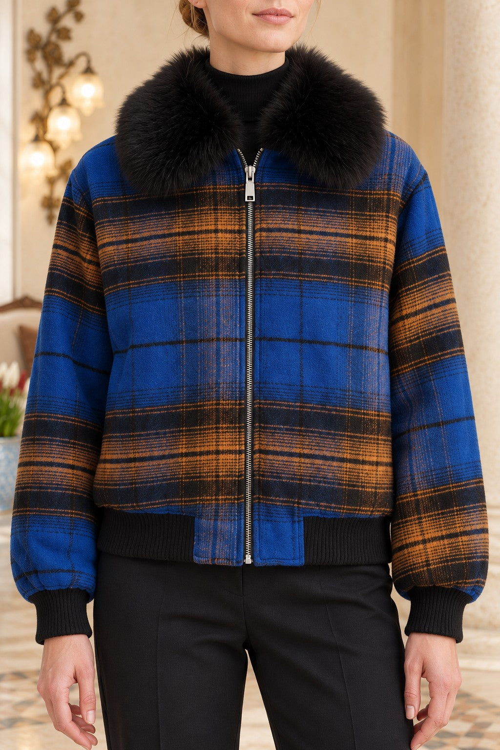 XLJ Fur-Collared Bomber Jacket 6398 - Woodstock