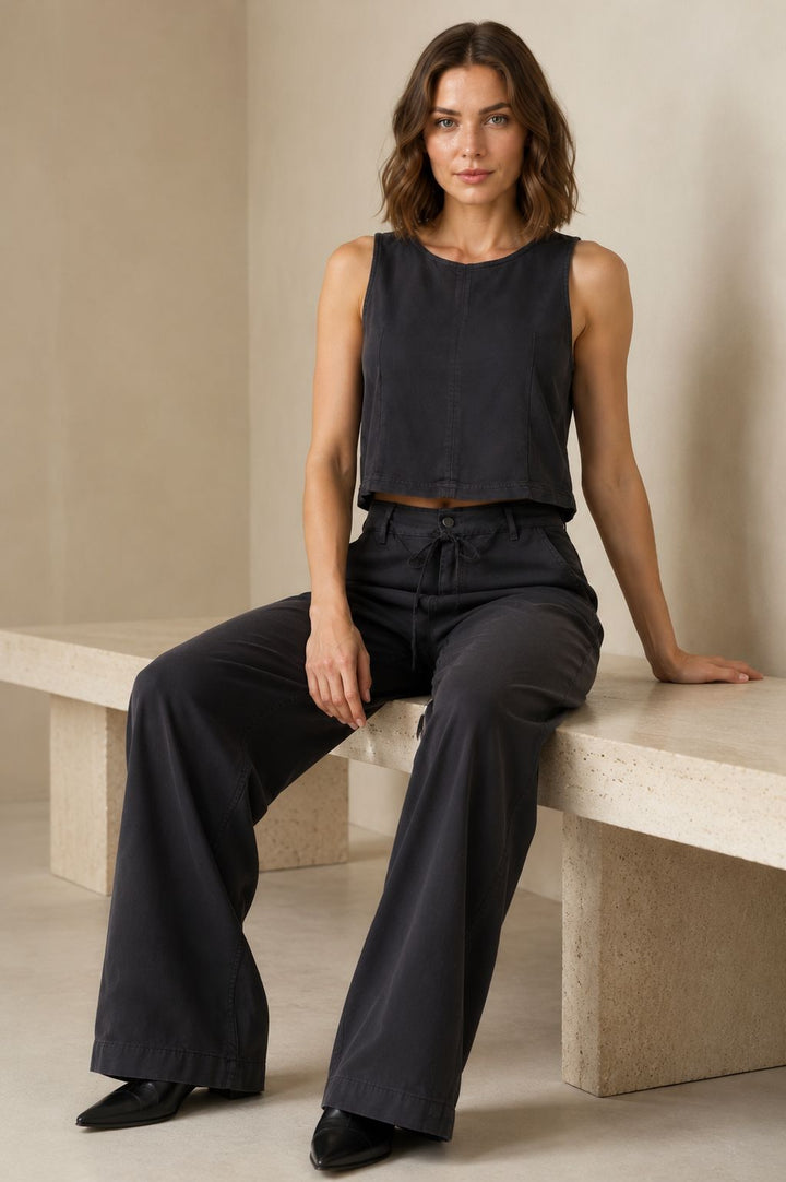 XLJ Sleeveless Blouse and Lace-Up Relaxed Pants Set 3214 - Porto