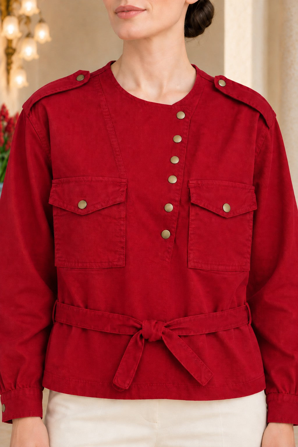 XLJ Shirt with Snap Button Collar and Belt 6379 - Germantown