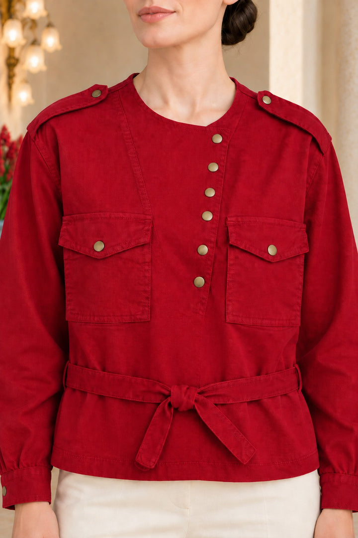XLJ Shirt with Snap Button Collar and Belt 6379 - Germantown