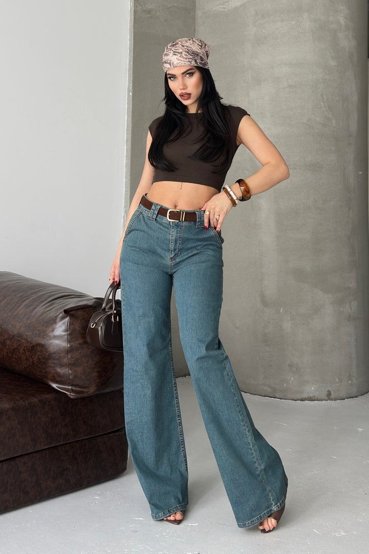 XLJ Palazzo Jeans with Dart Details 7093 - Isla