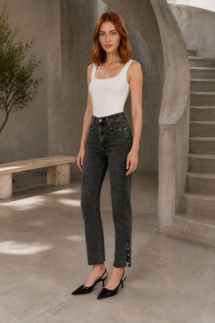 XLJ Mom Jean with Side Slits 1774 - Mollet