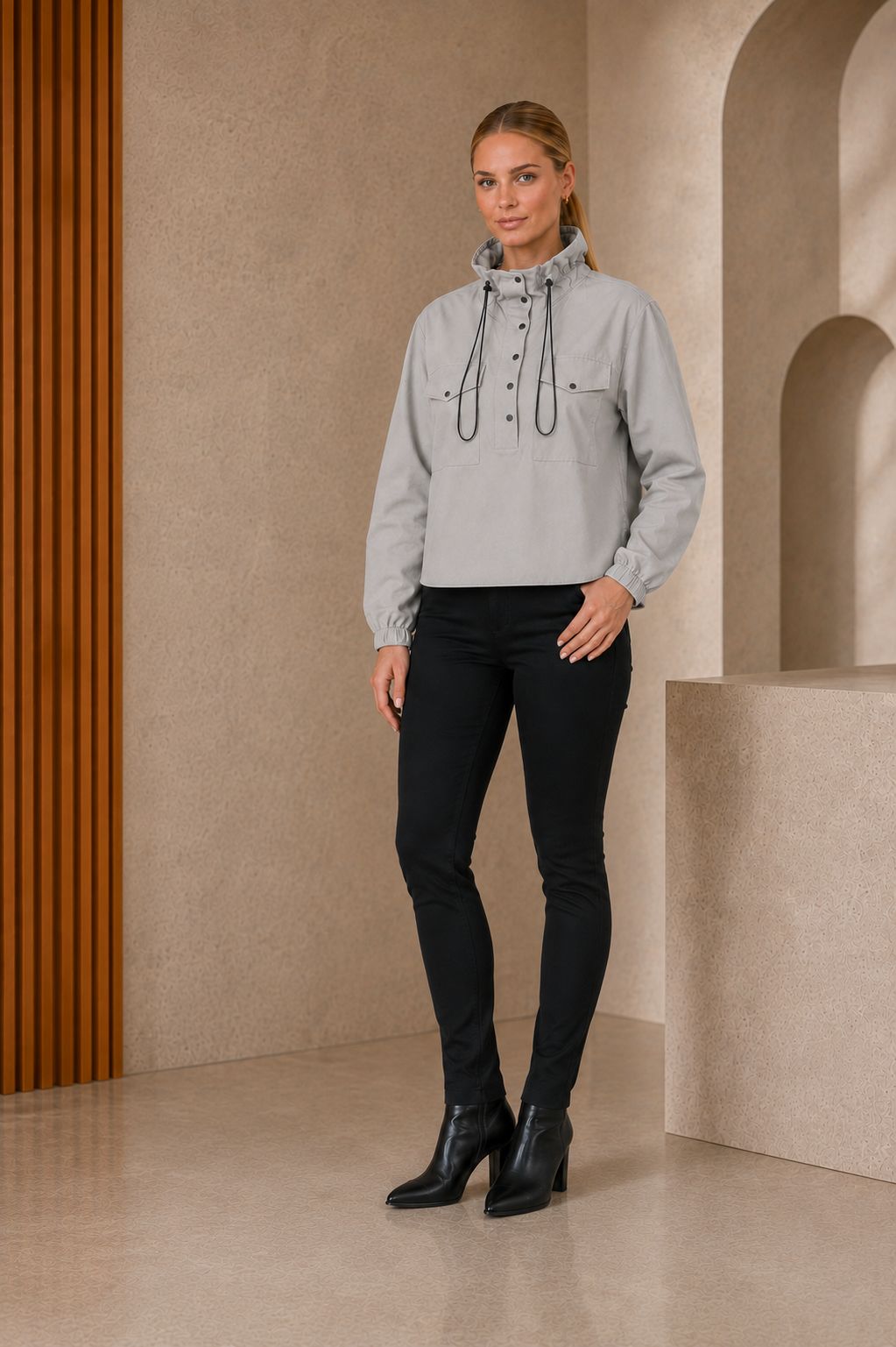 XLJ Stand Collar Snap Button Jacket Shirt 6320 - Pirmasens