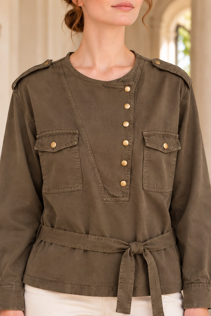 XLJ Shirt with Snap Button Collar and Belt 6379 - Morley
