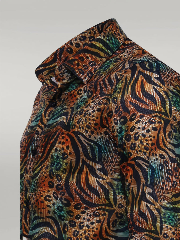 WSS Animal Patterned Long Sleeves Multicolor Men Shirt  - Singen