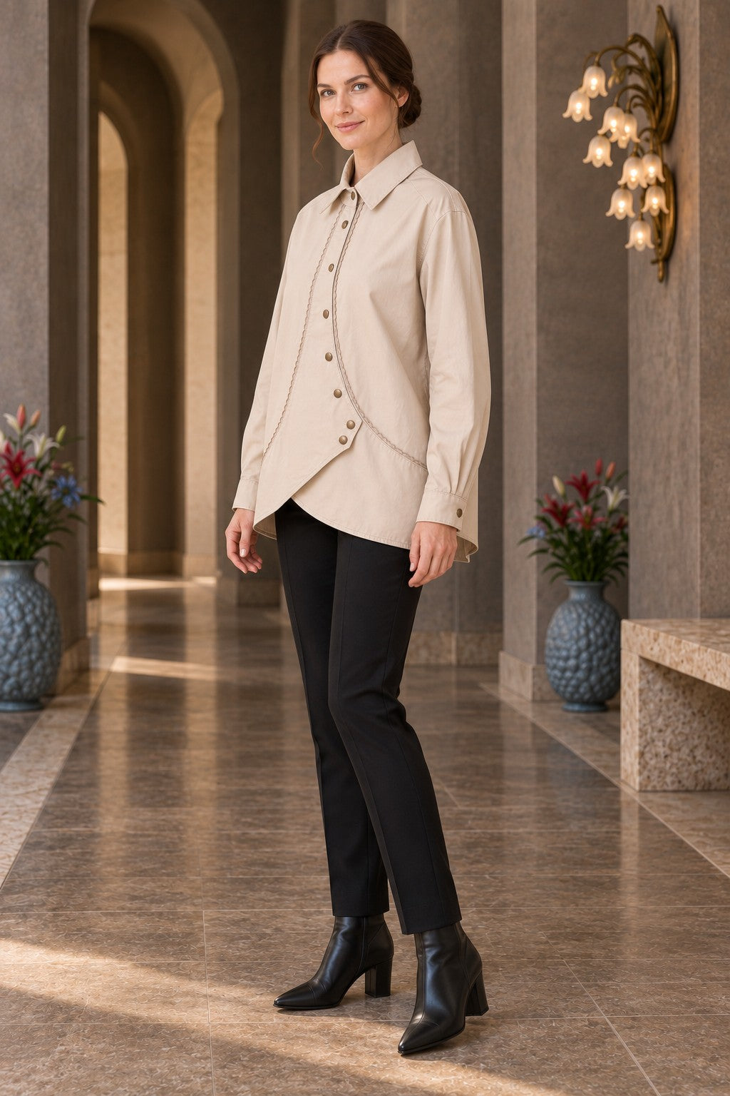 XLJ Lace Detail Buttoned Shirt 6342 - Edmonds
