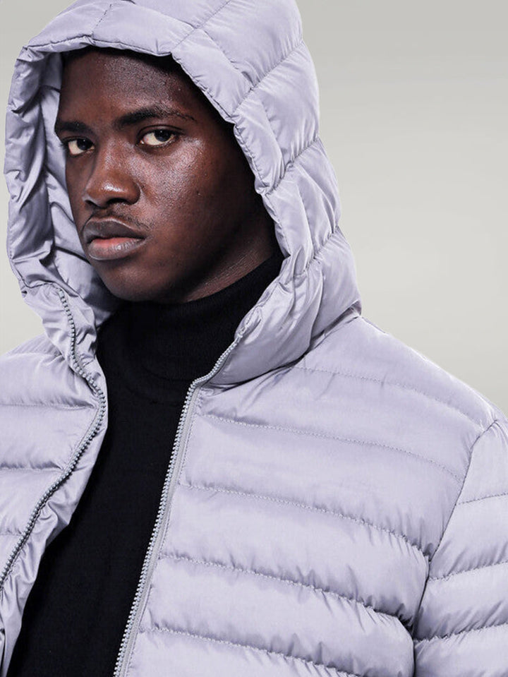 WSS Hooded Quilted Grey Men Coat  - Singen