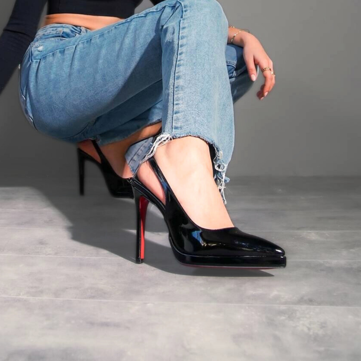 DSM Tilda Black Patent Leather Low Platform Heeled Women's Shoe - Ciudad de Atlixco