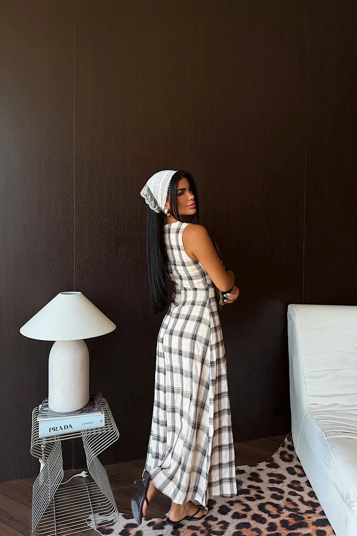 EYY Women Black Plaid Mini Dress - Lebanon