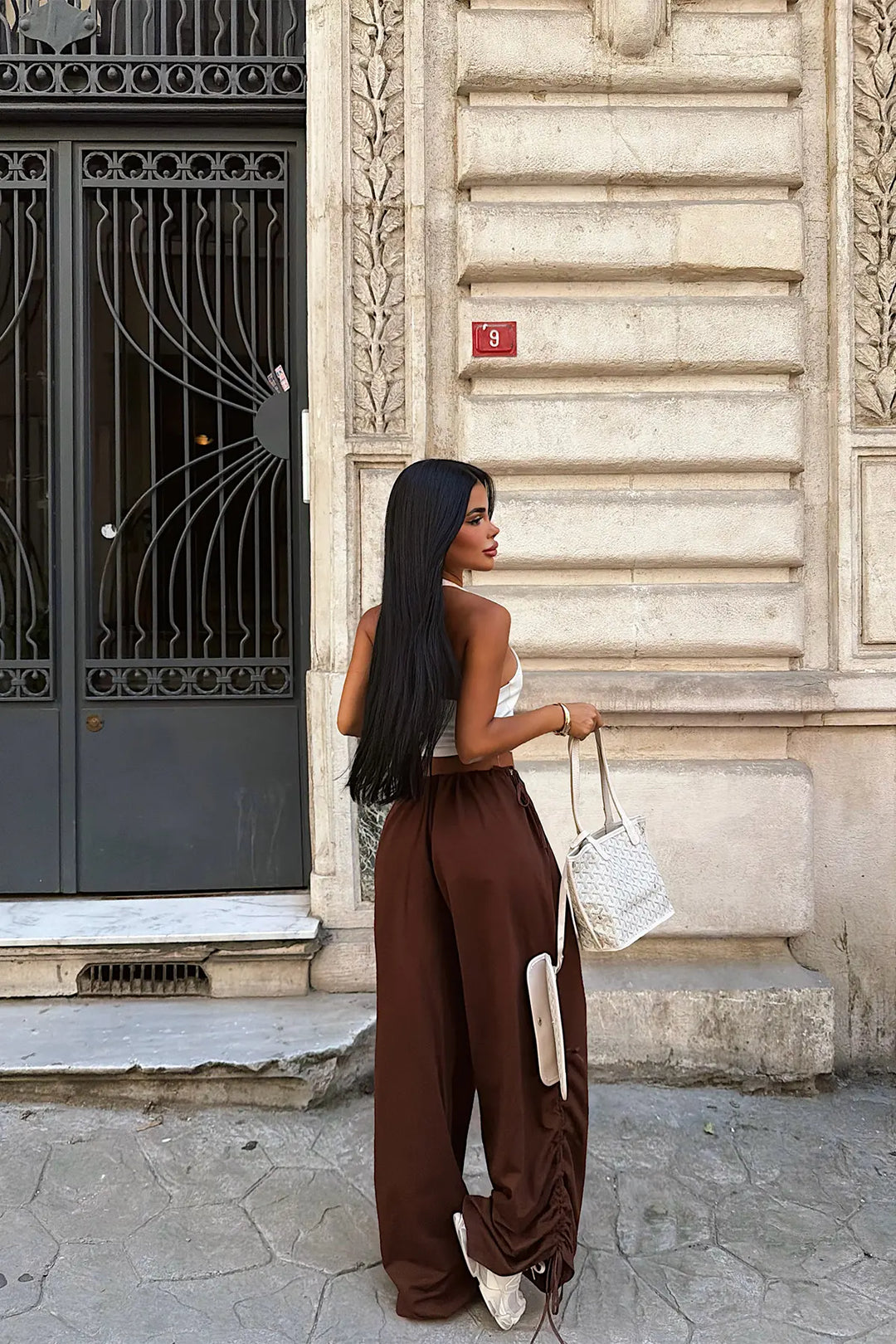 EYY Women Brown Tie-Up Trousers - Oleksandriia