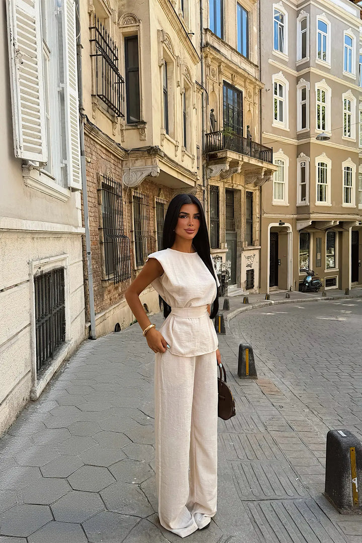 EYY Women Beige Pants Set - Slavuta