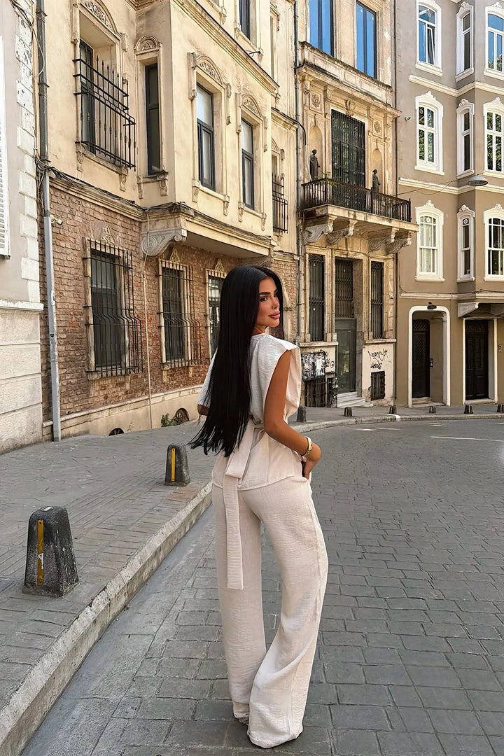 EYY Women Beige Pants Set - Slavuta