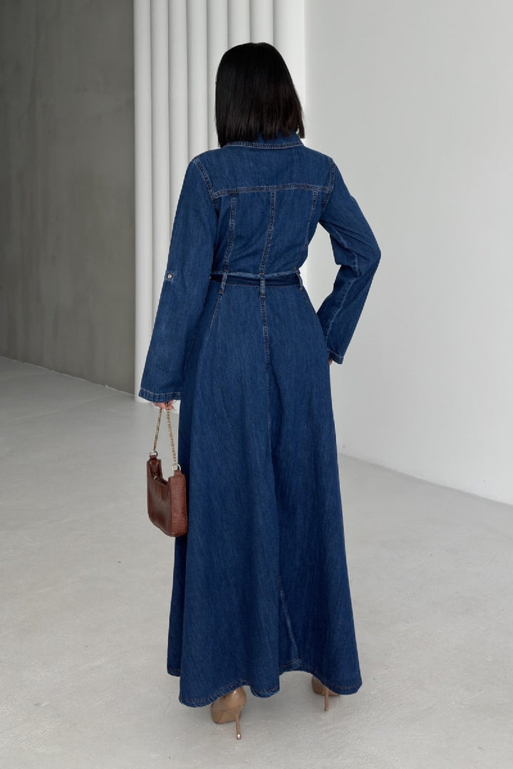 XLJ Long Denim Dress with Denim Belt - Sérres