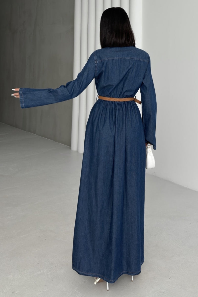 XLJ Long Denim Dress with Denim Belt - Sérres