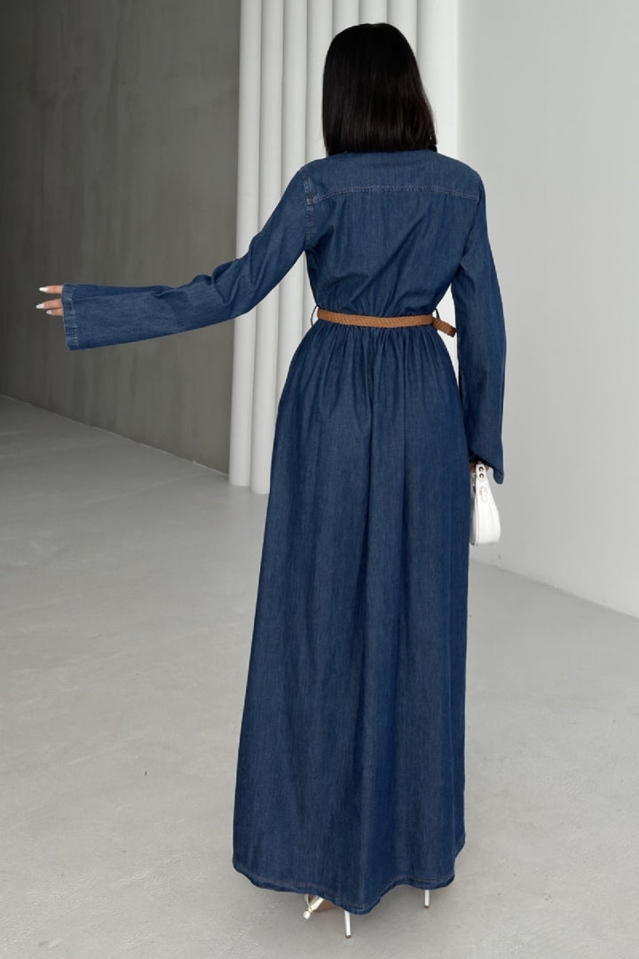 XLJ Long Denim Dress with Denim Belt - Sérres