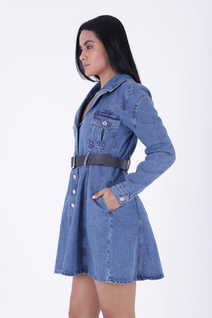 XLJ Denim Dress with Leather Belt Mixed - Pensacola