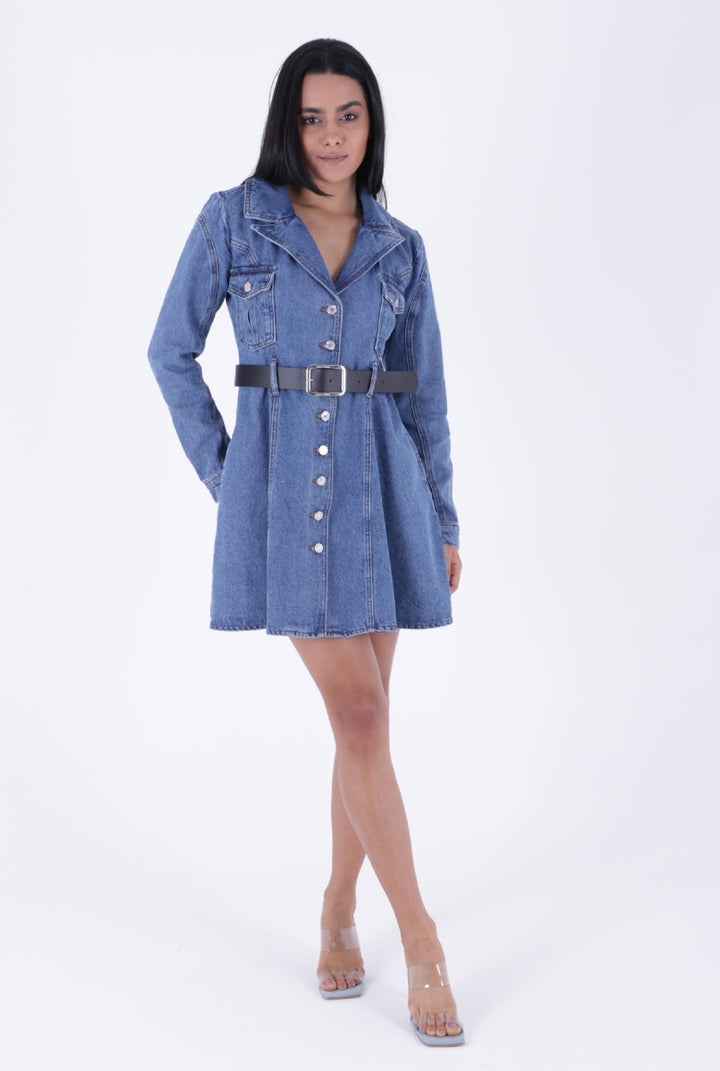 XLJ Denim Dress with Leather Belt Mixed - Pensacola