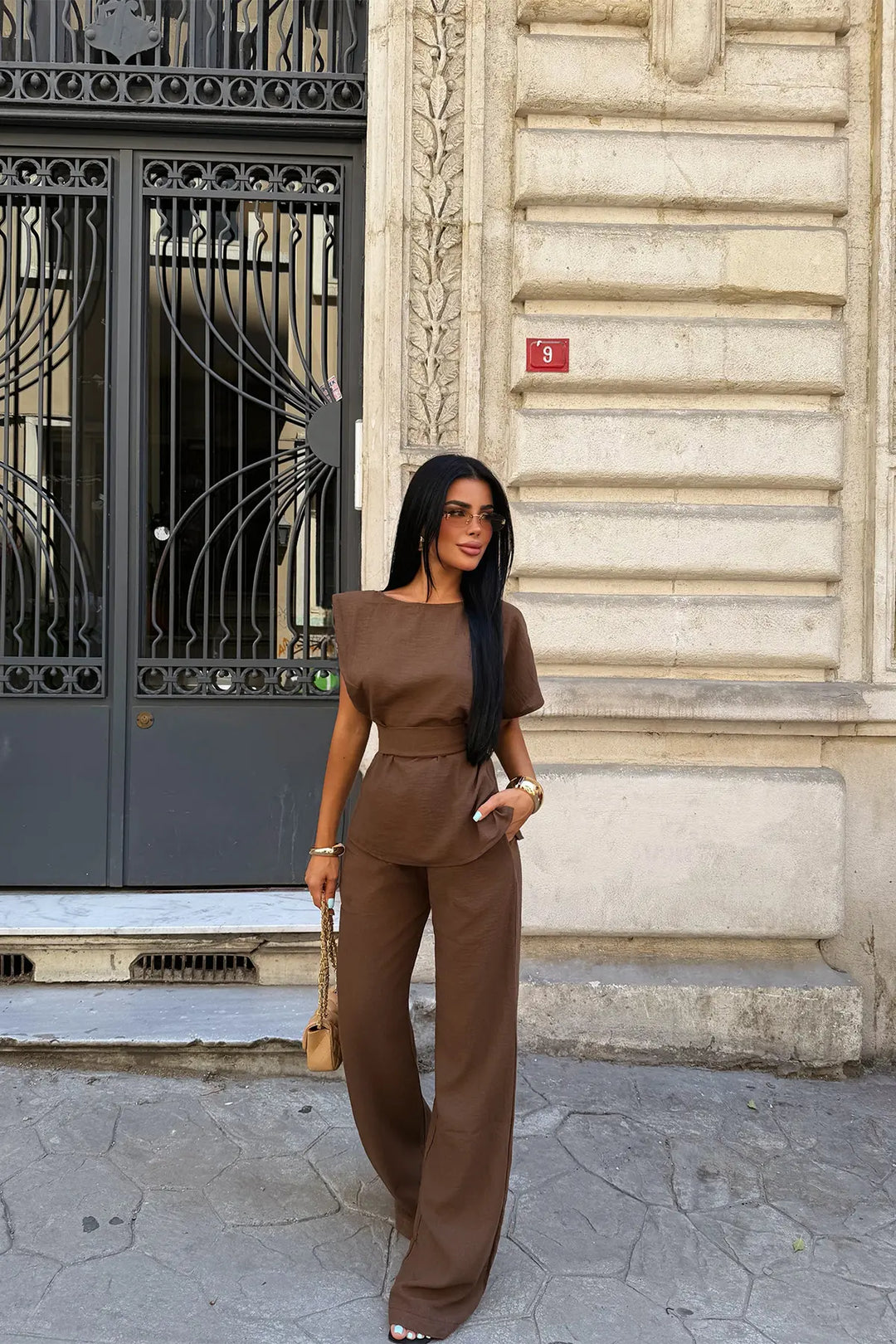 EYY Women Brown Pants Set - Geldern