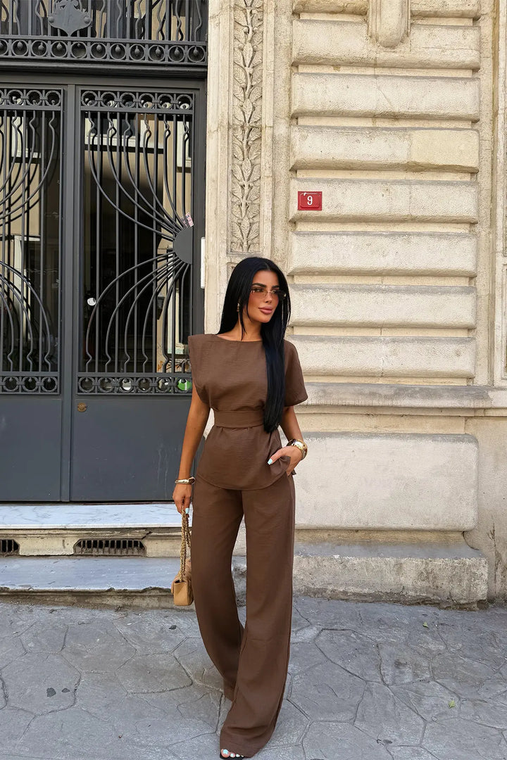 EYY Women Brown Pants Set - Geldern