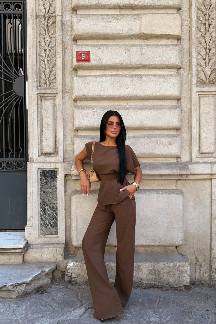 EYY Women Brown Pants Set - Geldern