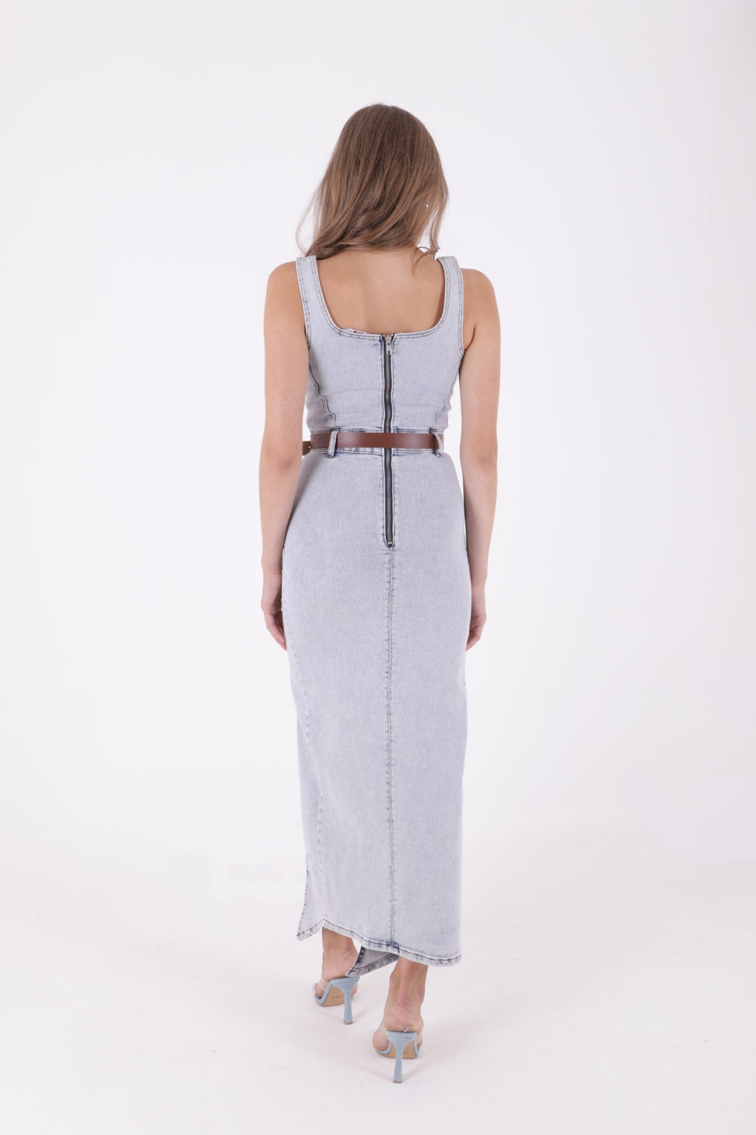 XLJ Denim Dress with Denim Straps and Leather Belt - St. Albert