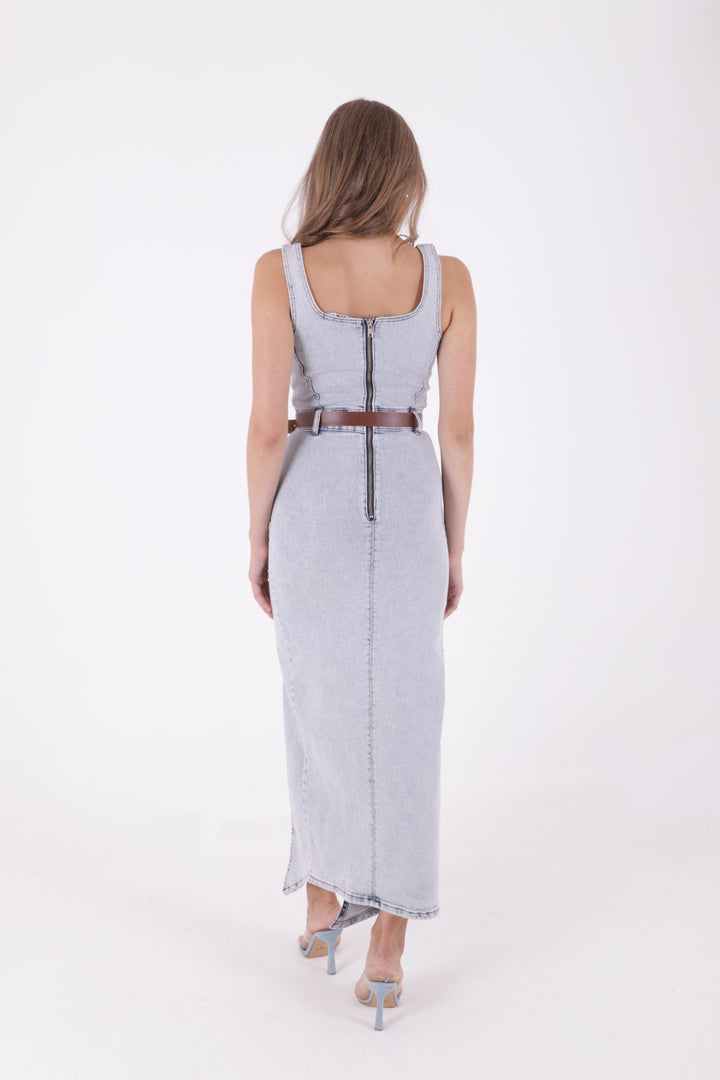 XLJ Denim Dress with Denim Straps and Leather Belt - St. Albert