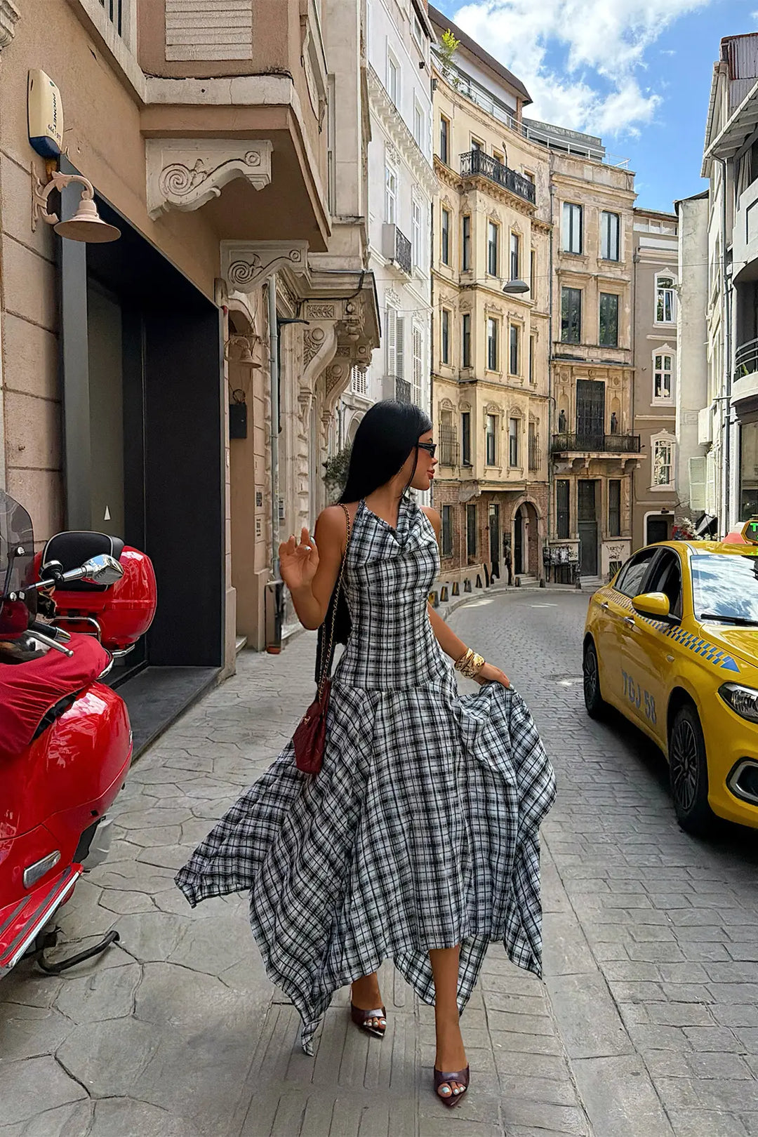 EYY Women Blue Plaid Dress - Lamía
