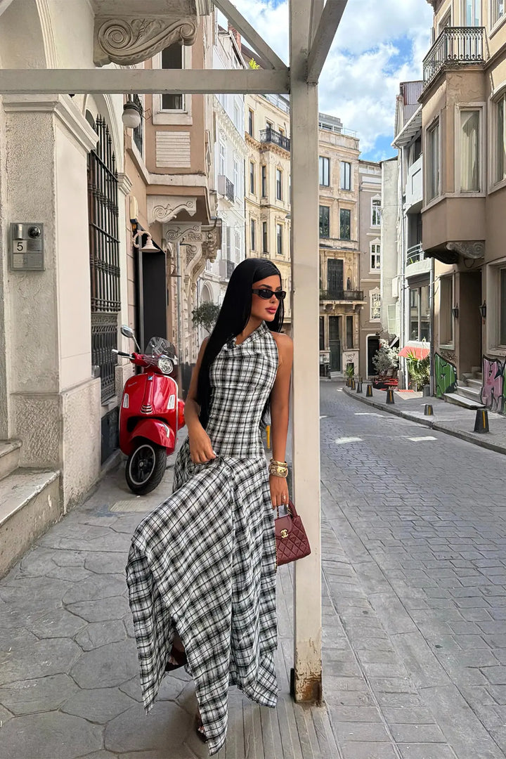 EYY Women Blue Plaid Dress - Lamía