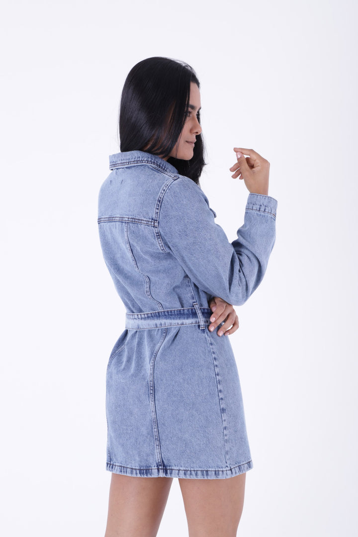 XLJ Denim Dress with Belt and Snap Its - Pikesville