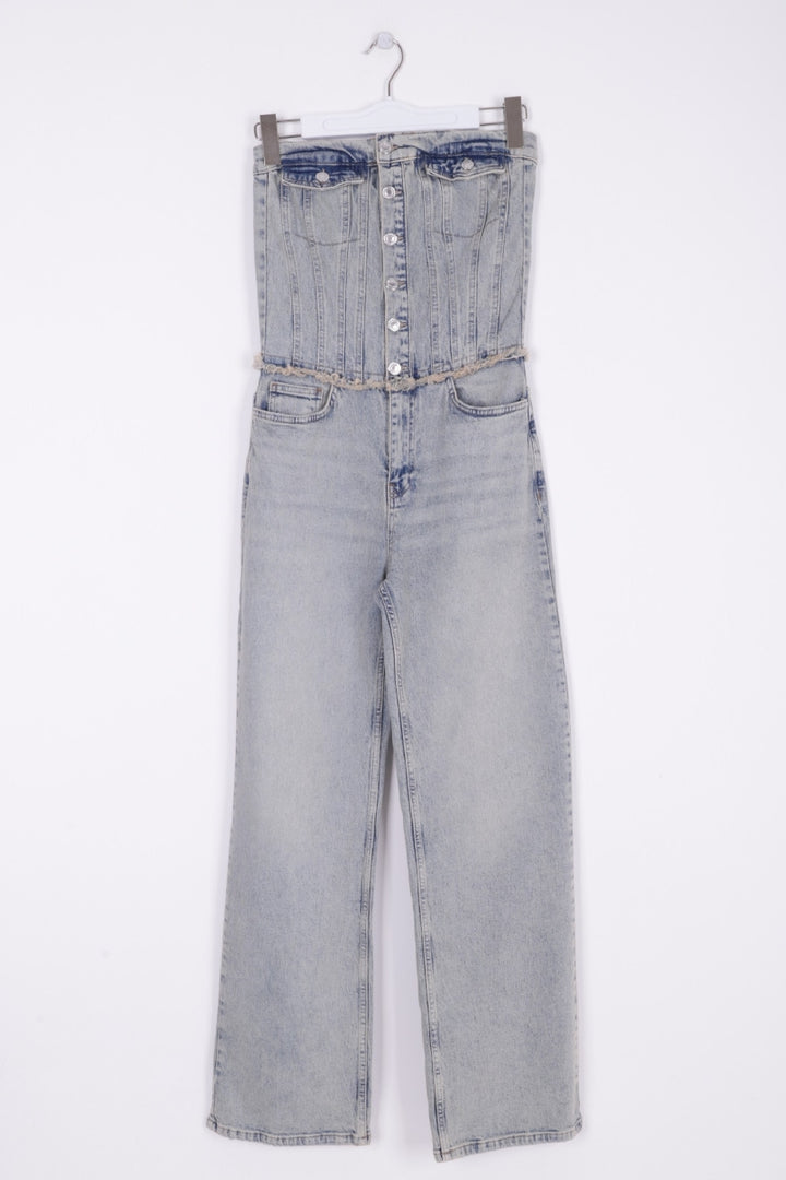 XLJ Strapless Denim Jumpsuit with Front Buttons Mixed - Licata