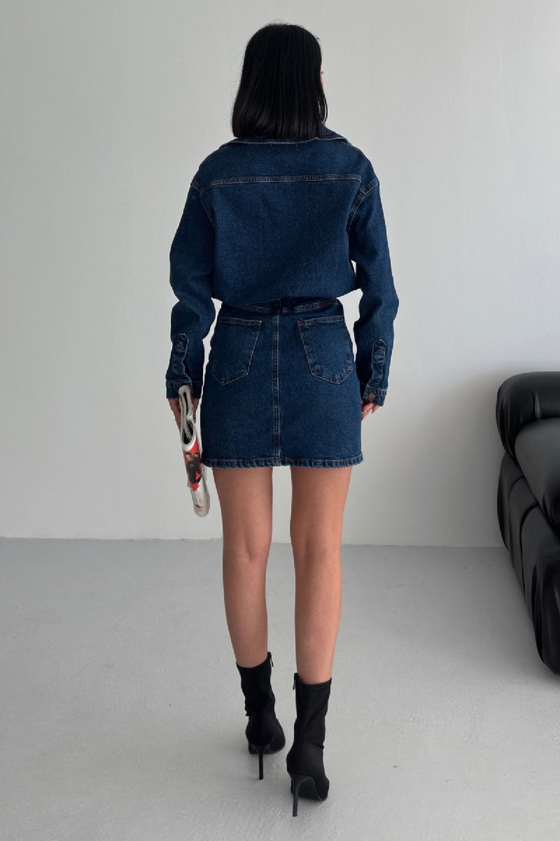XLJ Buttoned Mini Denim Dress - Wake Forest