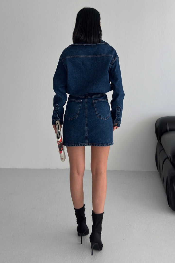 XLJ Buttoned Mini Denim Dress - Wake Forest