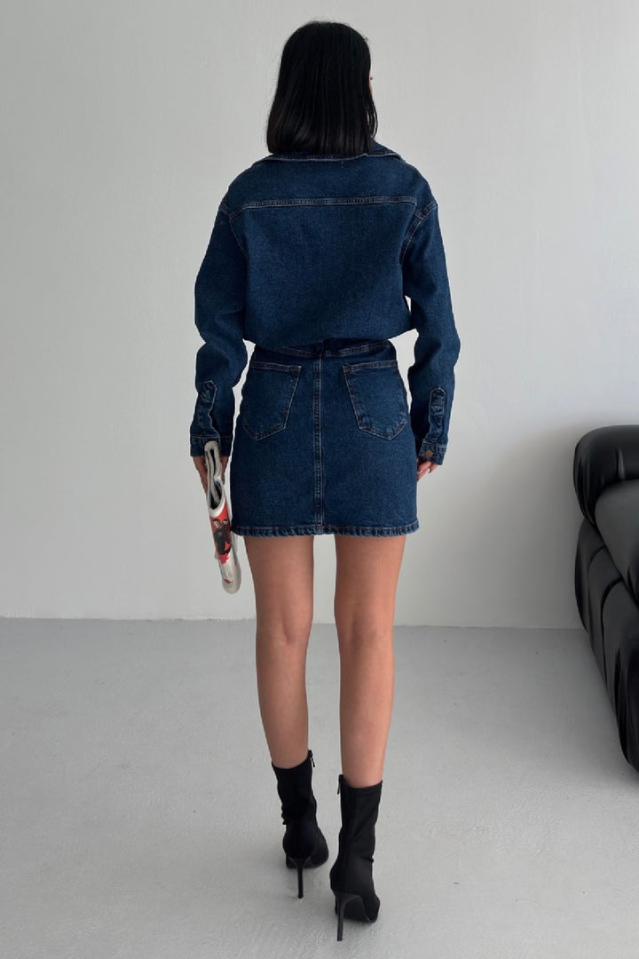 XLJ Buttoned Mini Denim Dress - Wake Forest