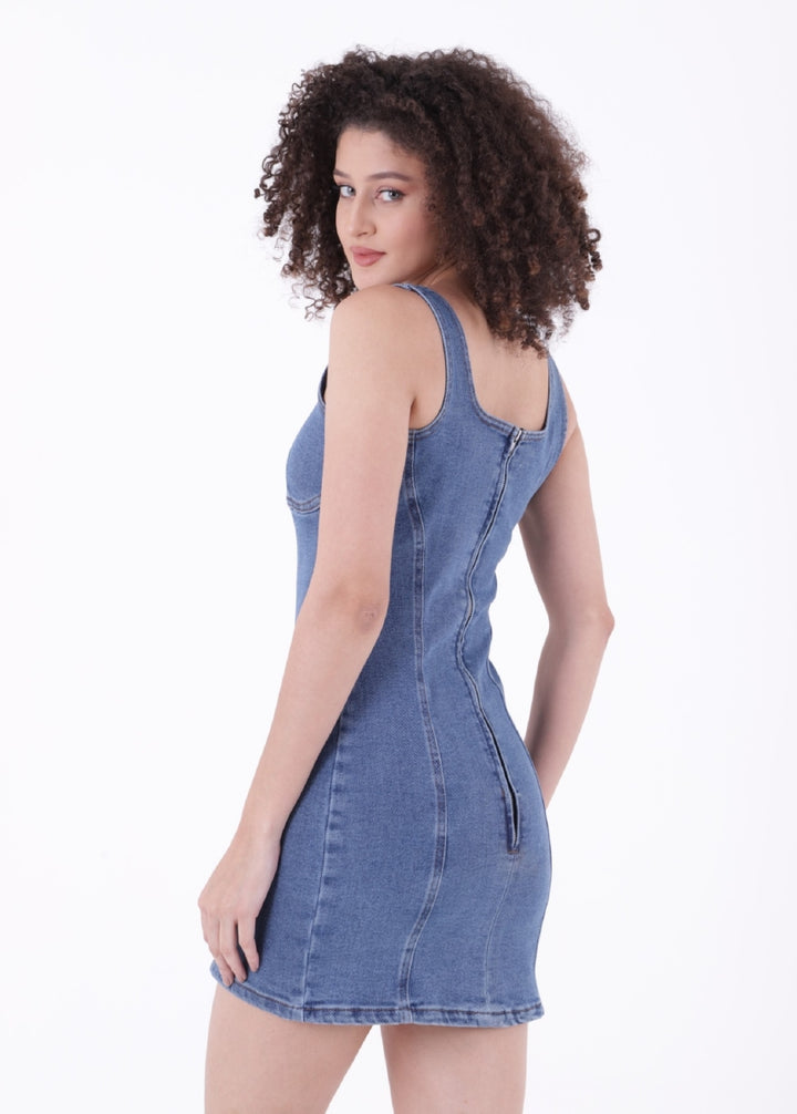 XLJ Short Denim Dress with Zipper - Albufeira