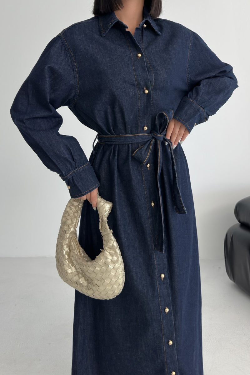 XLJ Buttoned Classic Long Denim Dress - Frankenthal