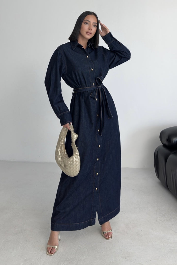 XLJ Buttoned Classic Long Denim Dress - Frankenthal