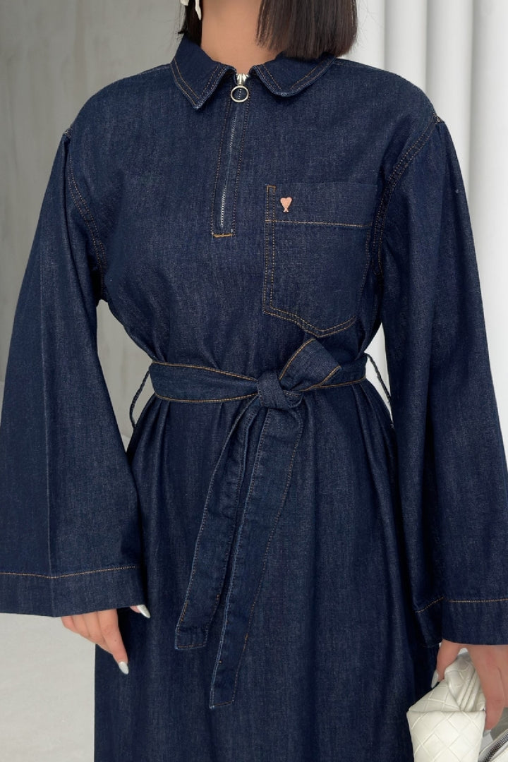 XLJ Belted Long Denim Dress - Scarborough