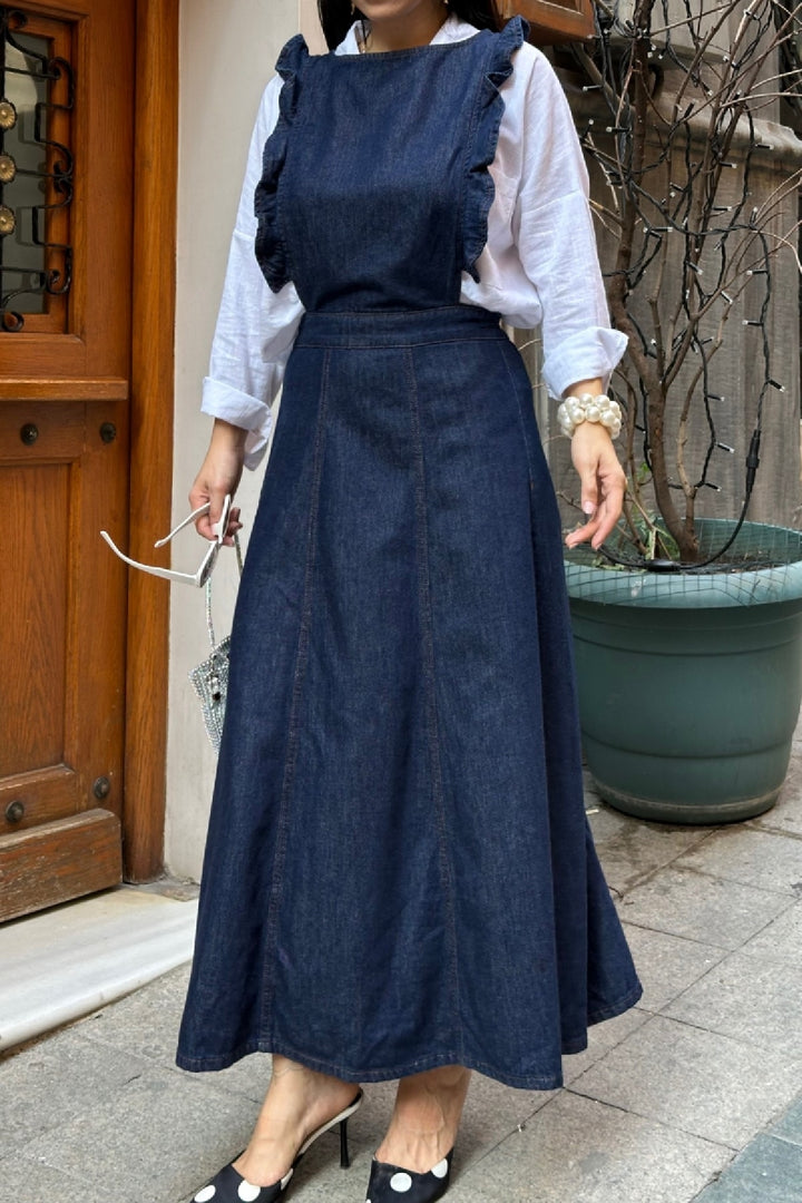 XLJ Shoulder Padded Zippered Denim Dress - Heerhugowaard