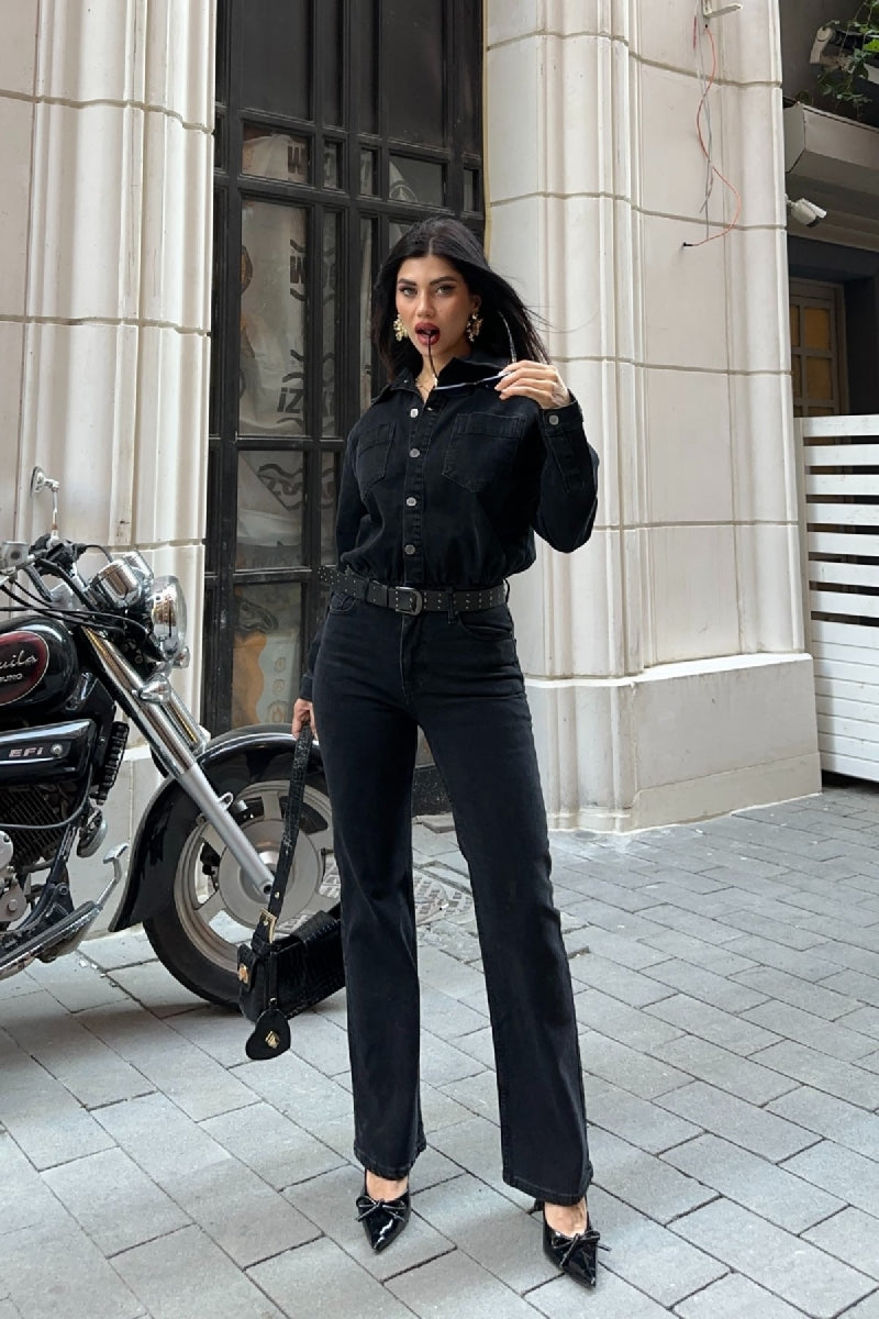 XLJ Classic Denim Jumpsuit with Elasticated Waist - New Brunswick