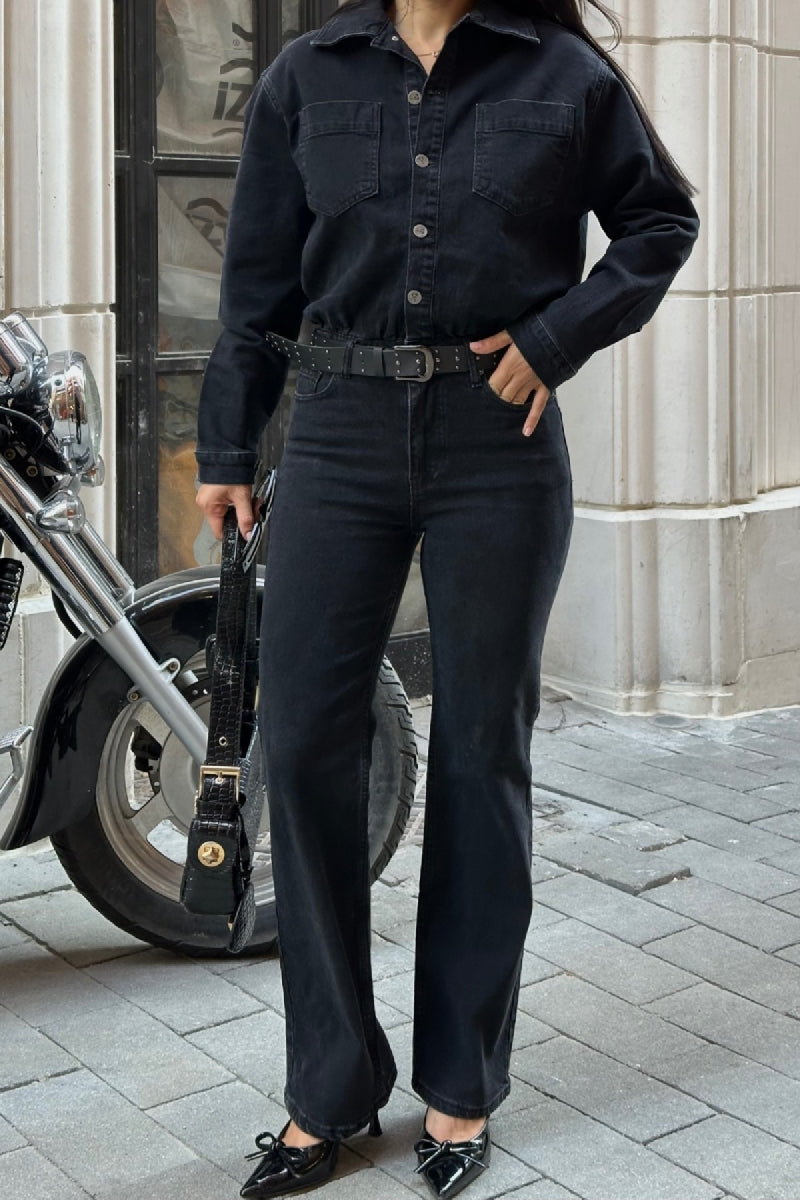 XLJ Classic Denim Jumpsuit with Elasticated Waist - New Brunswick