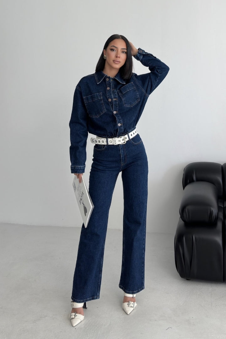 XLJ Classic Denim Jumpsuit with Elasticated Waist - Torres Novas