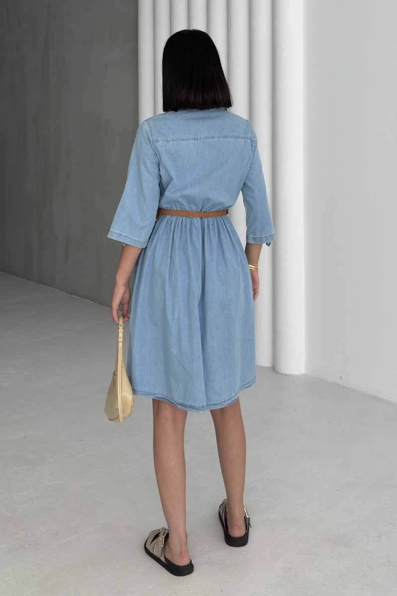 XLJ Short Denim Dress with Ruffle Detail - Reims