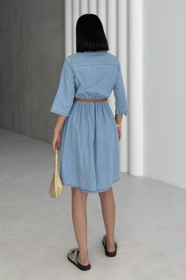 XLJ Short Denim Dress with Ruffle Detail - Reims